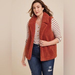 NWT Maurices Orange Sherpa Vest Size S